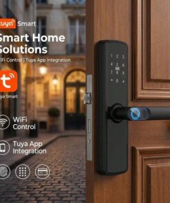 Electronic Keyless Entry Smart Door Lock with Fingerprint, Keypad & Tuya App Integration