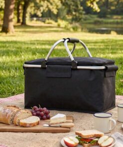 Alternative view of Foldable Insulated Picnic Basket Cooler Bag with Thick Aluminum Frame & Leak-Proof PEVA Lining