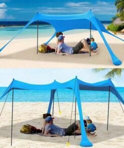 Lightweight Square Outdoor Beach Canopy Tent with Sand Shovel & Breathable Sun Shade Fabric