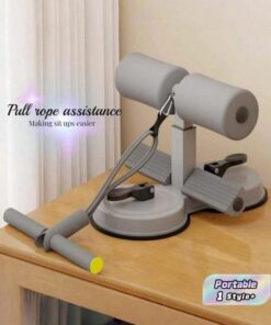 Double Suction Cup Sit-Up Assist Bar with Resistance Band & Adjustable Height